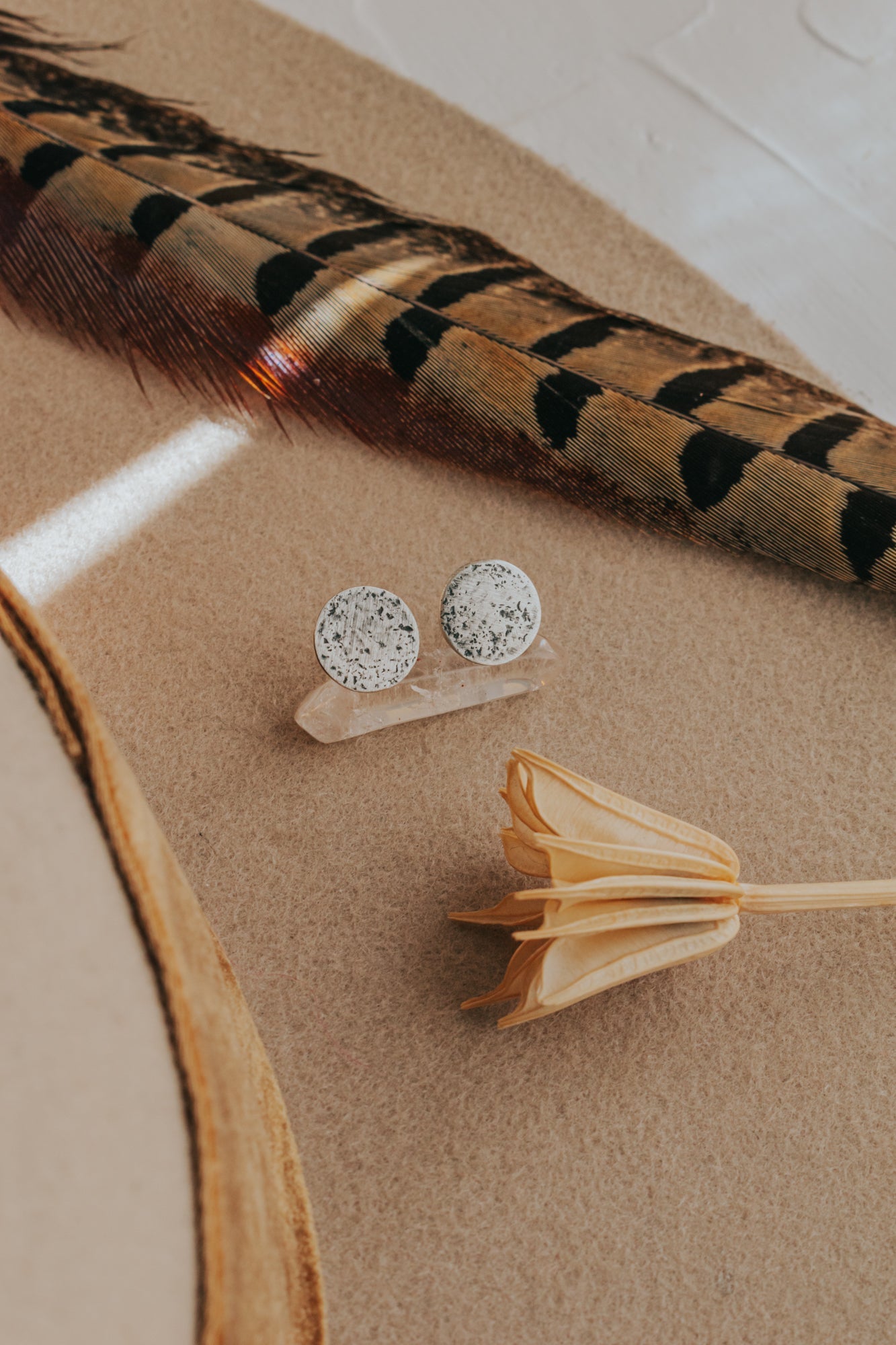 Small Full Moon Stud Earrings - Third Hand Silversmith LLC handmade jewelry, Bozeman, Montana