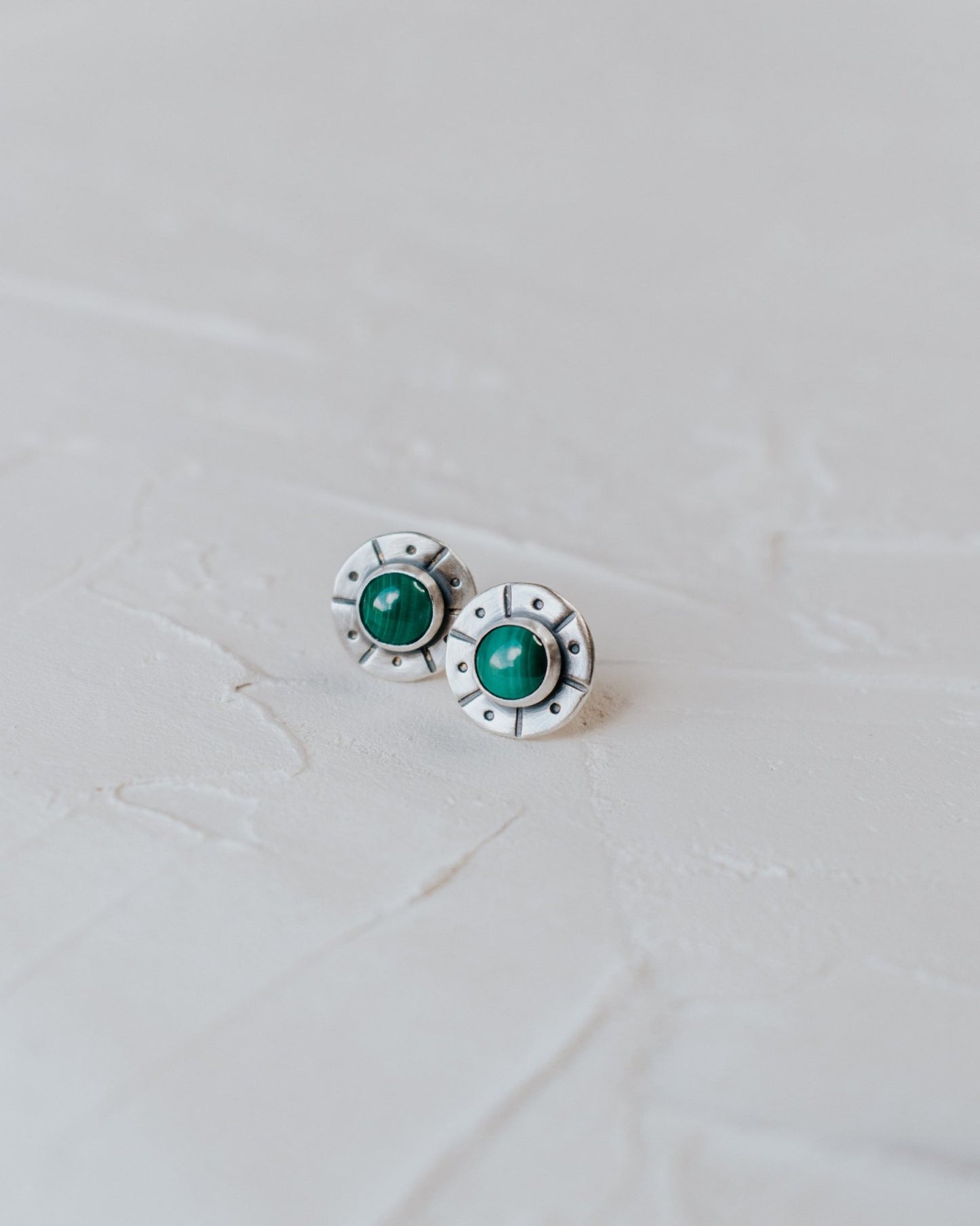 Stone and Silver Stud Earrings - Third Hand Silversmith handmade jewelry, Bozeman, Montana
