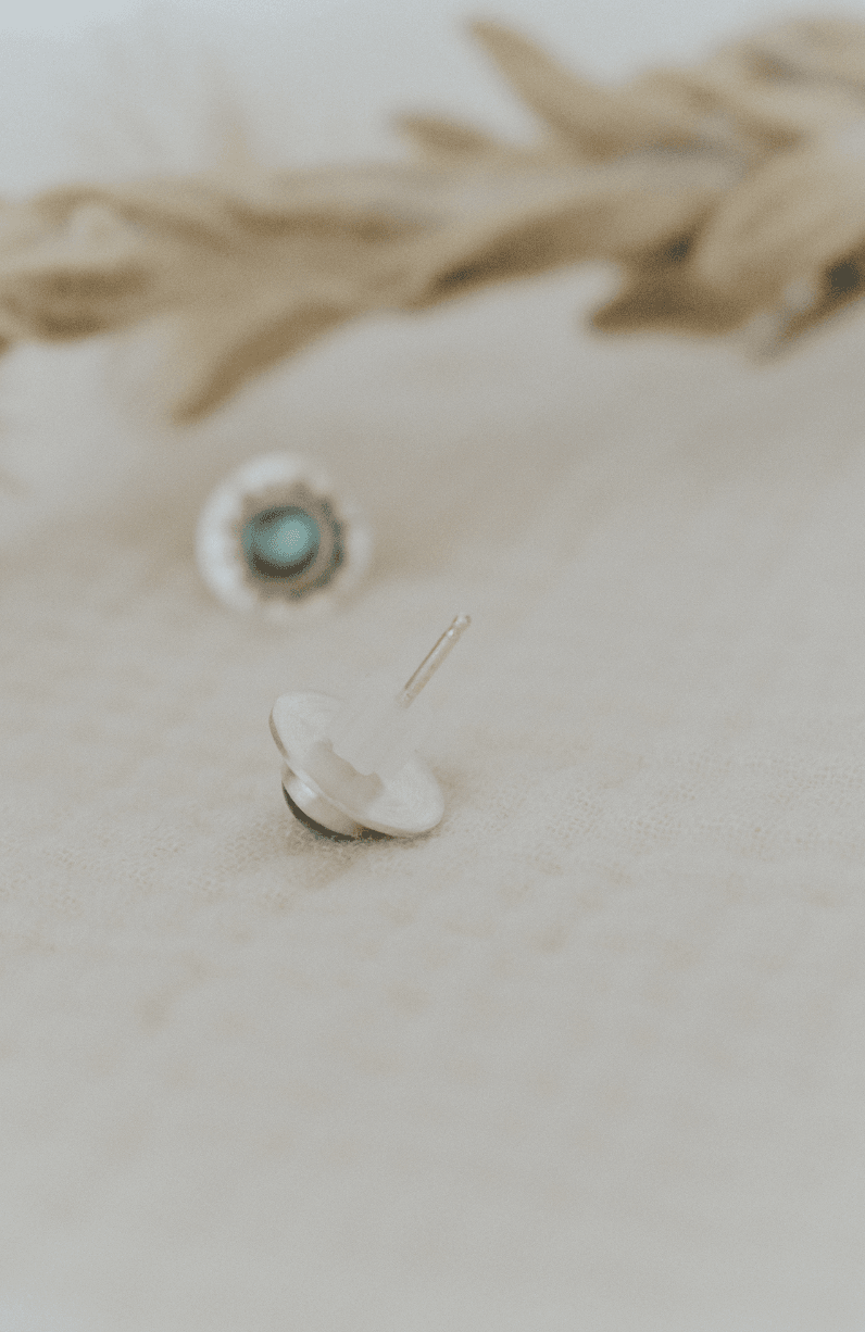 Stone and Silver Stud Earrings - Third Hand Silversmith handmade jewelry, Bozeman, Montana