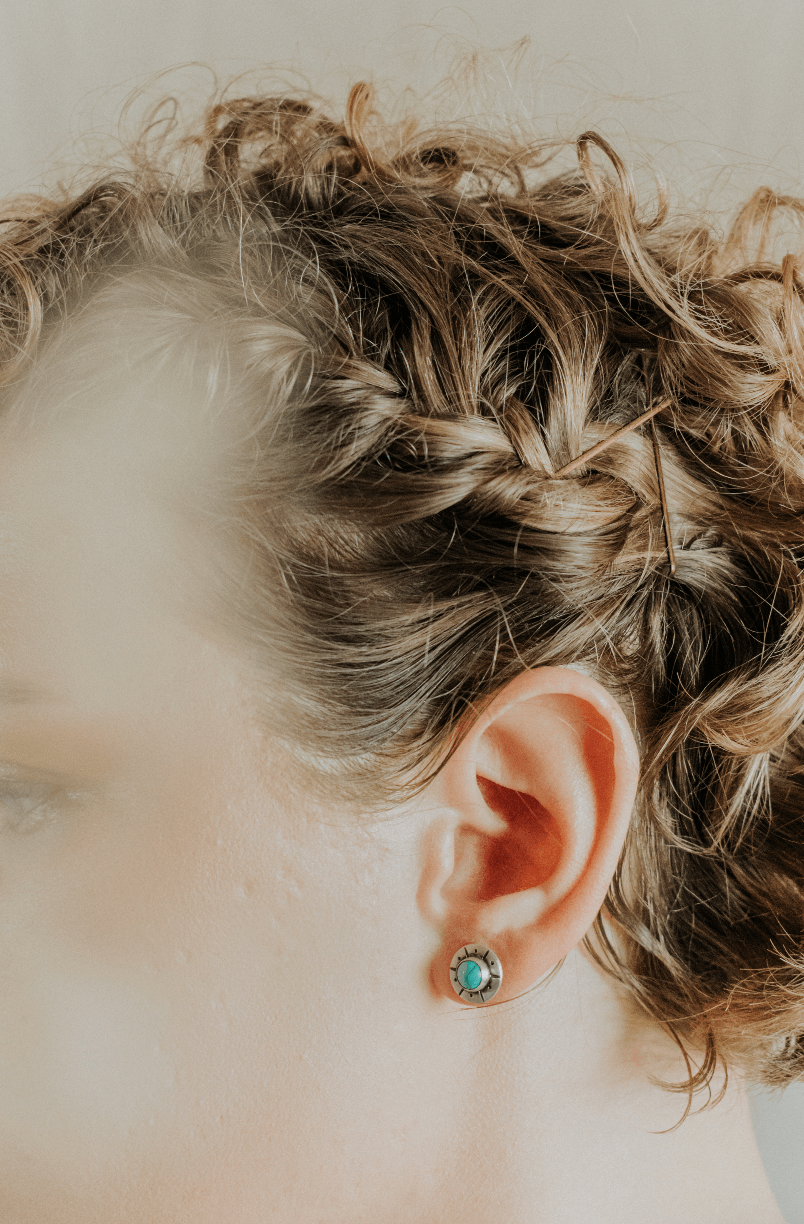 Stone and Silver Stud Earrings - Third Hand Silversmith handmade jewelry, Bozeman, Montana