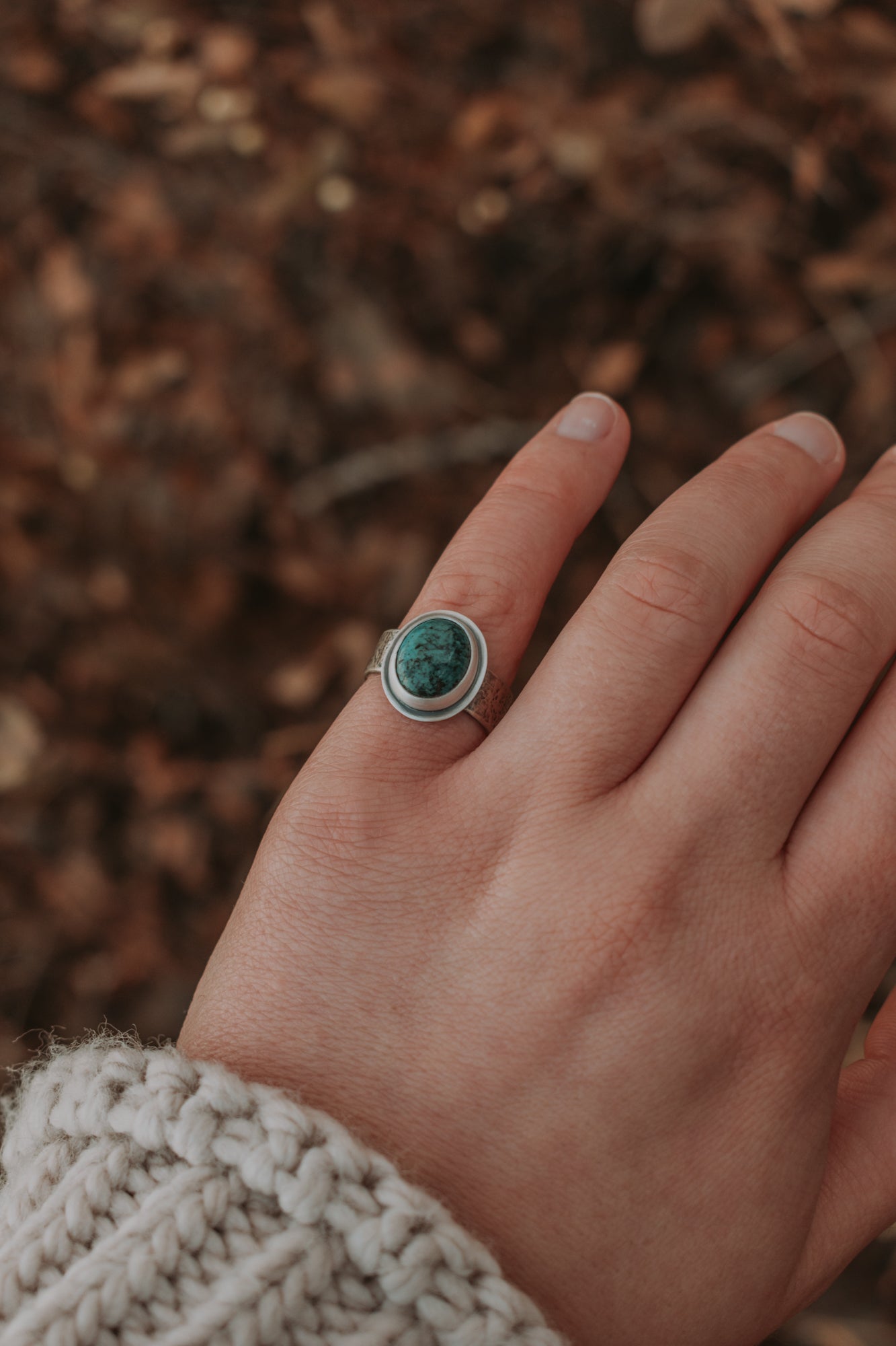 Turquoise Oval Ring - Size 6.25 - Third Hand Silversmith LLC handmade jewelry, Bozeman, Montana