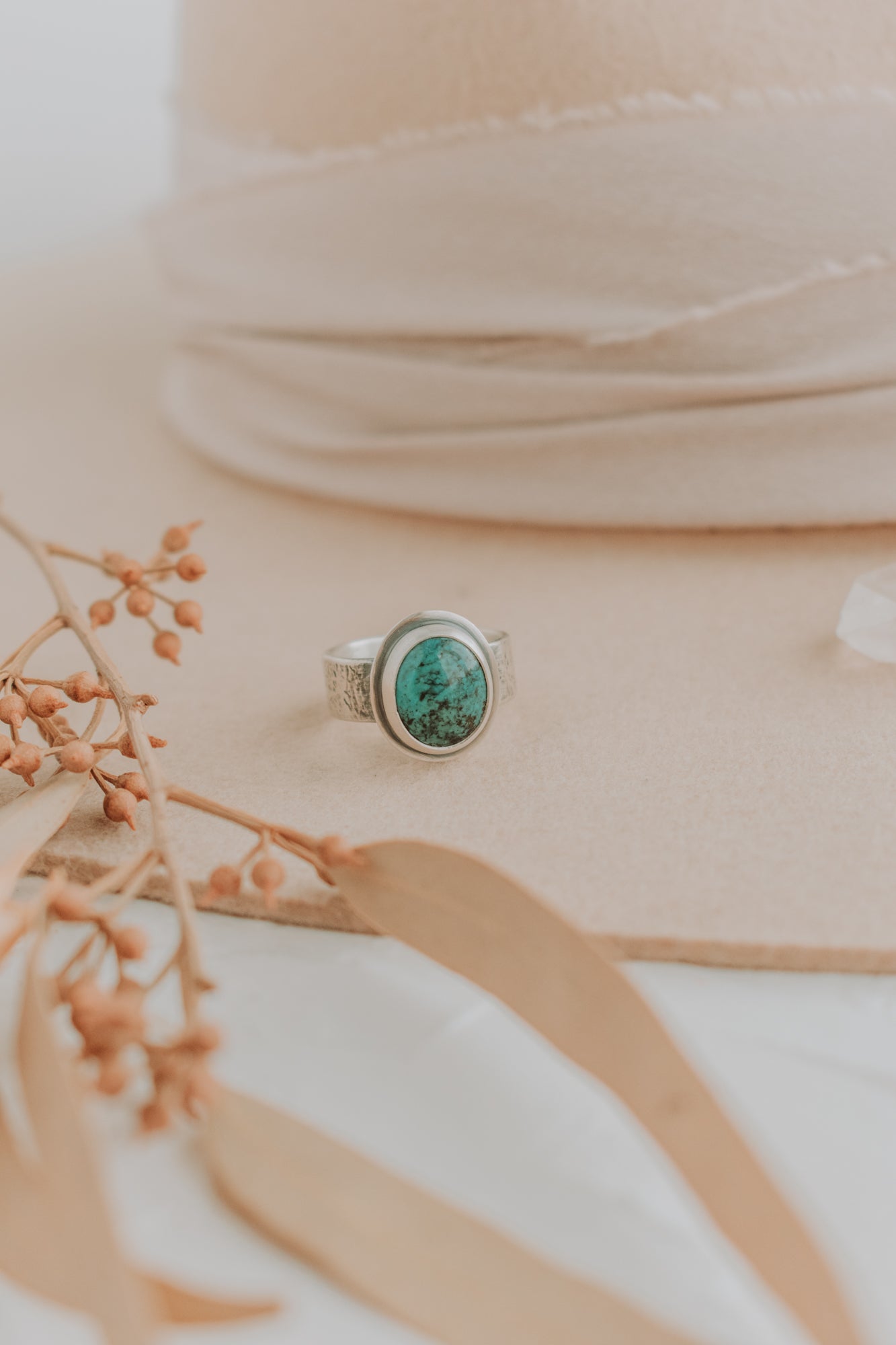 Turquoise Oval Ring - Size 6.25 - Third Hand Silversmith LLC handmade jewelry, Bozeman, Montana