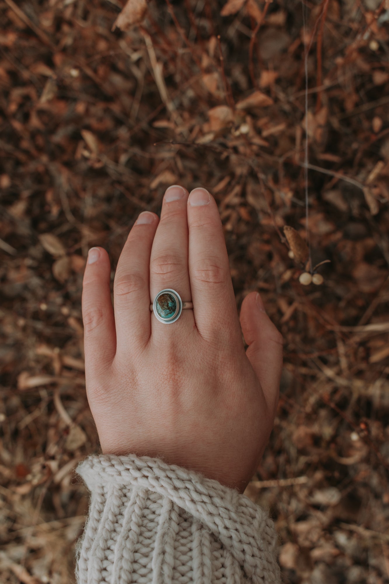 Turquoise Oval Ring - Size 7.75 - Third Hand Silversmith LLC handmade jewelry, Bozeman, Montana