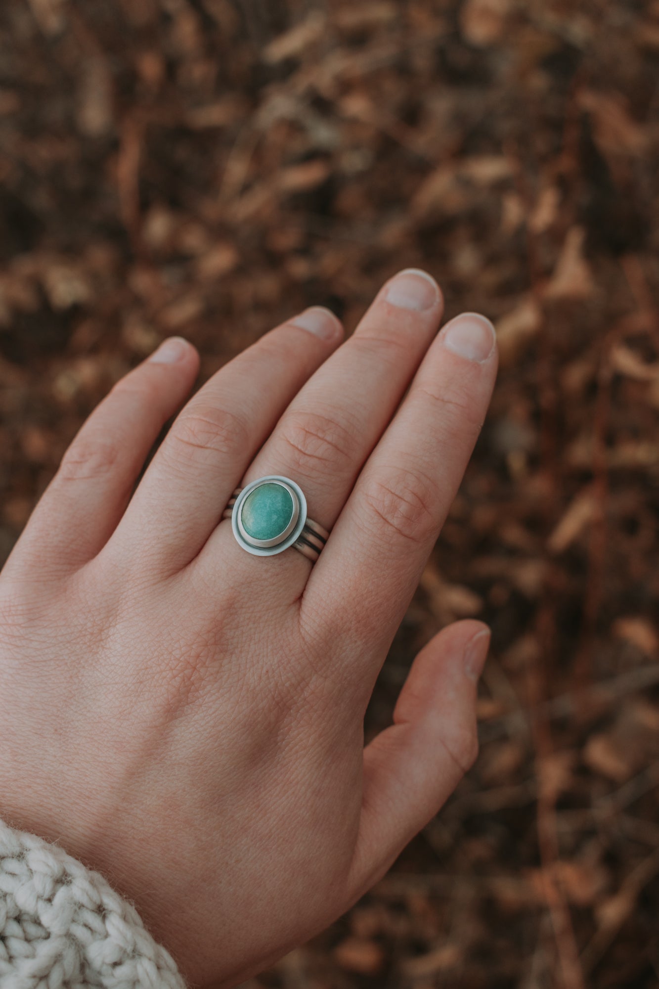 Turquoise Oval Ring - Size 8 - Third Hand Silversmith LLC handmade jewelry, Bozeman, Montana