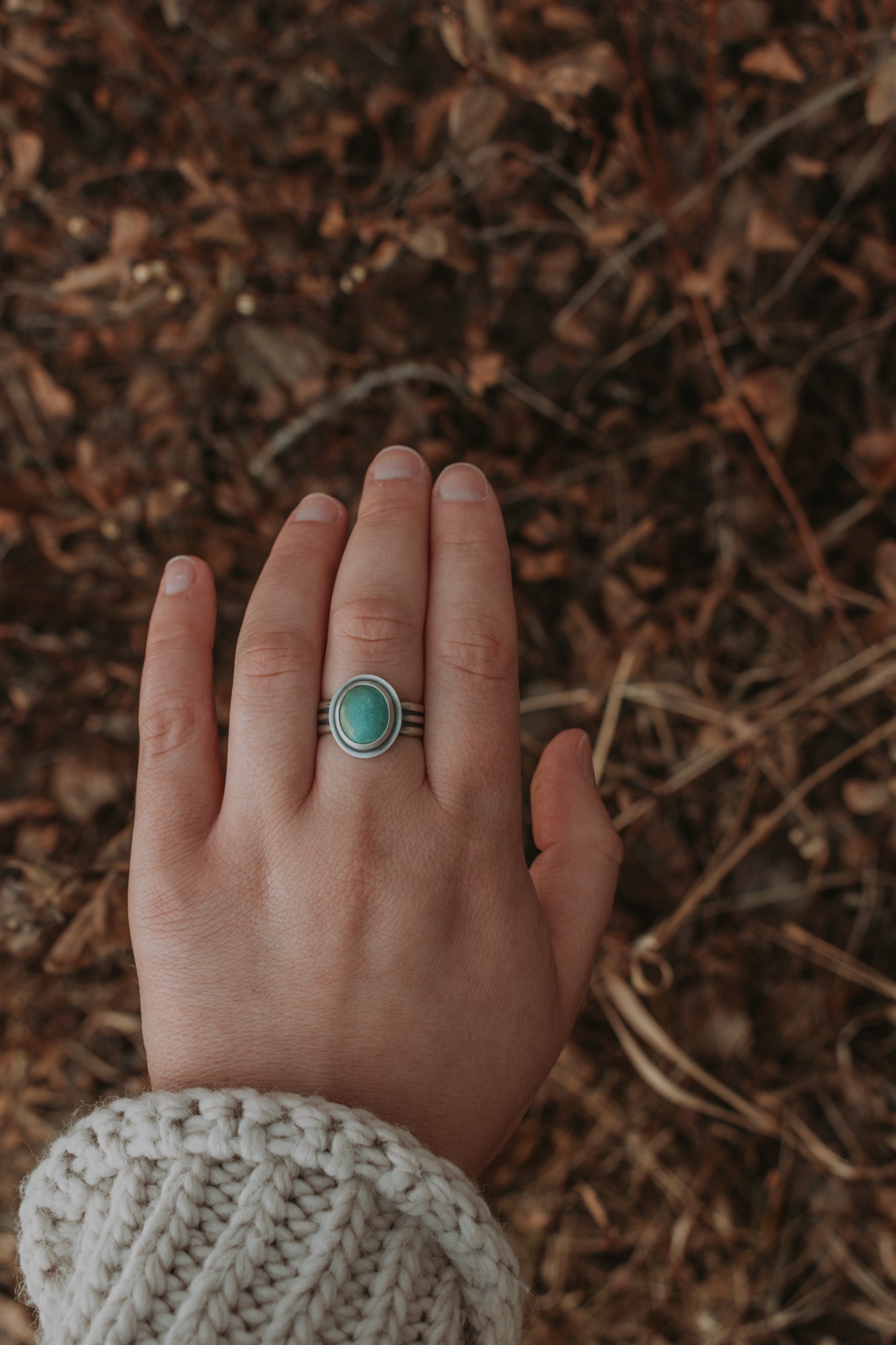 Turquoise Oval Ring - Size 8 - Third Hand Silversmith LLC handmade jewelry, Bozeman, Montana