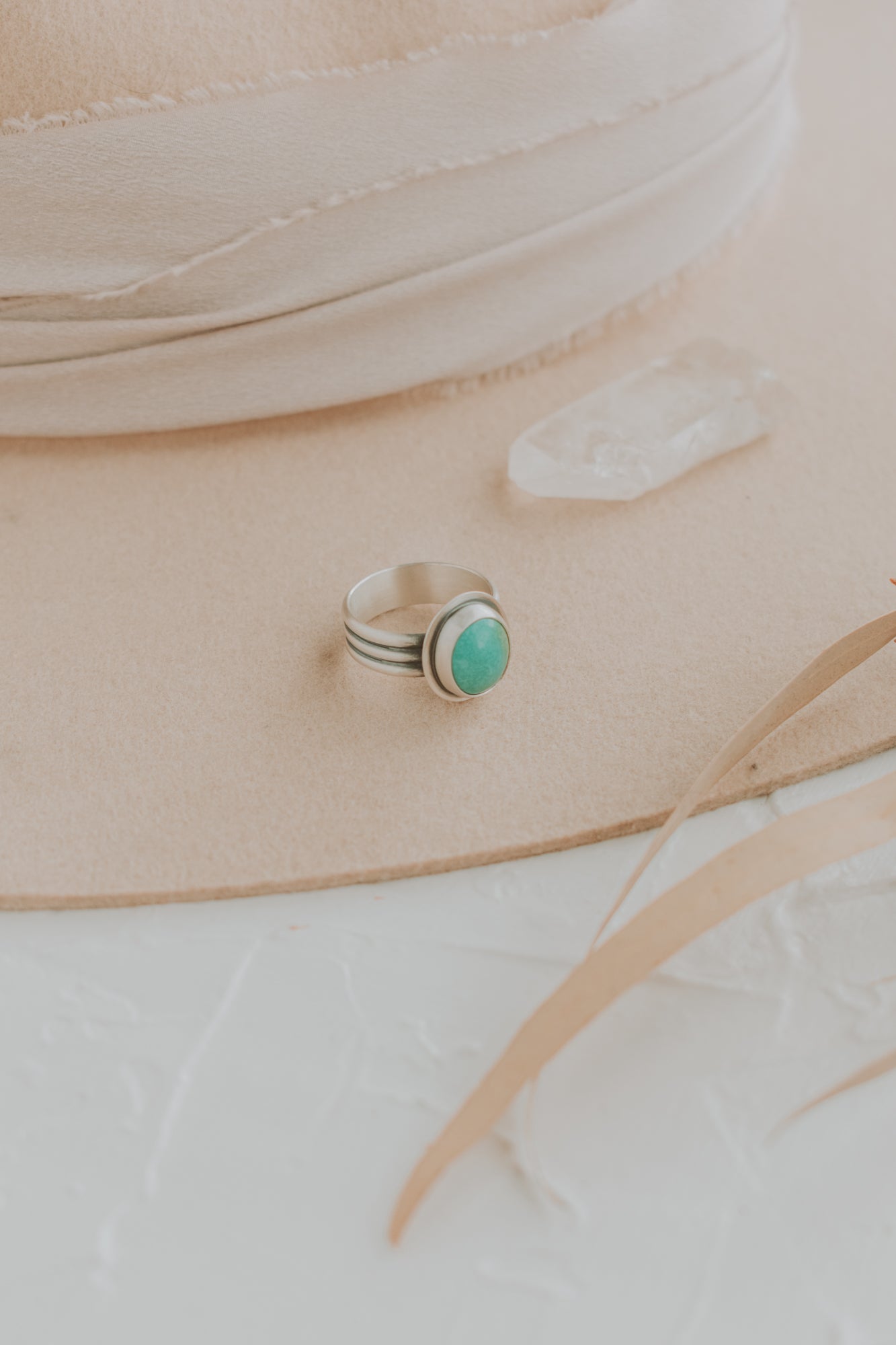 Turquoise Oval Ring - Size 8 - Third Hand Silversmith LLC handmade jewelry, Bozeman, Montana