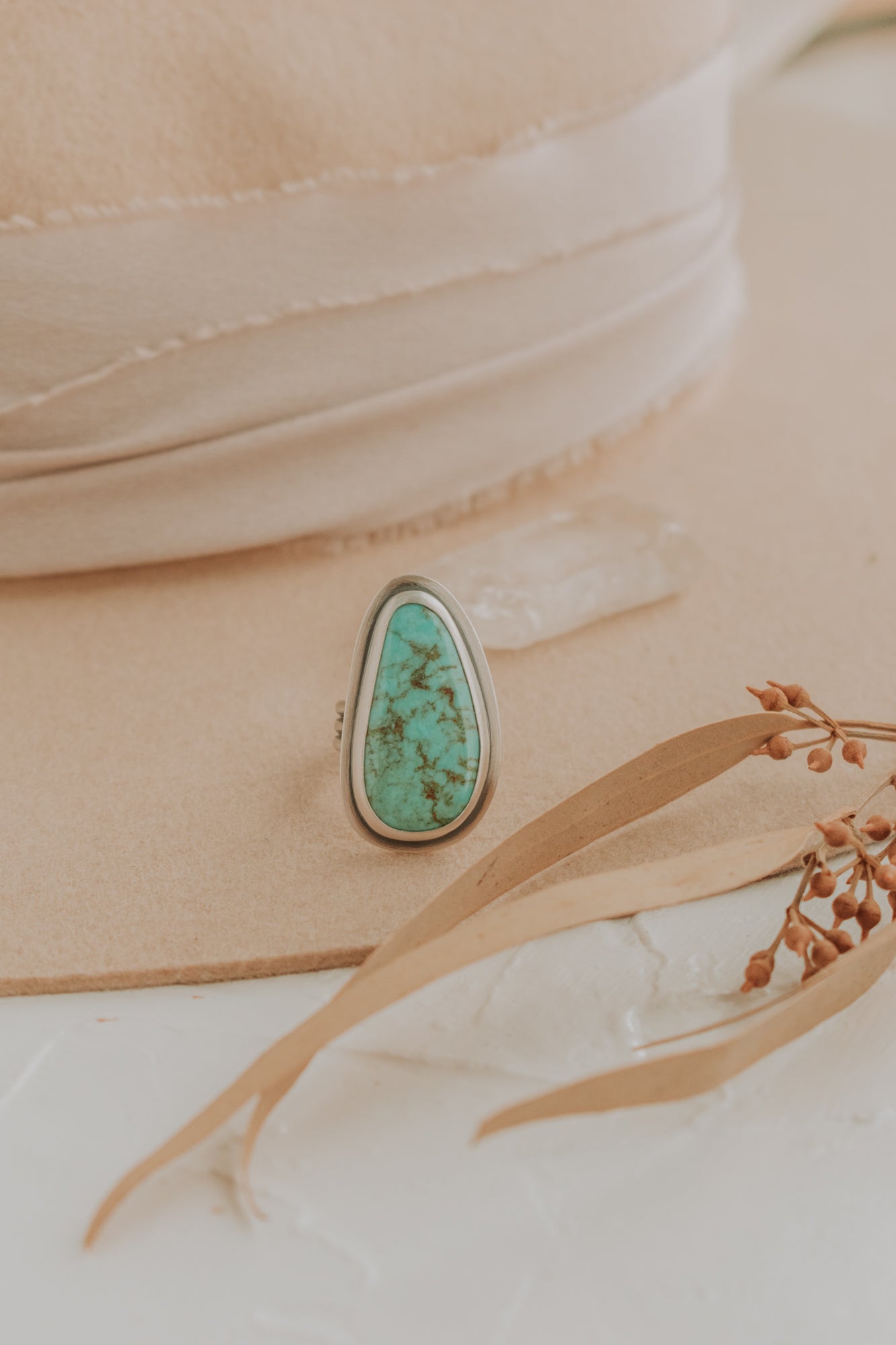 Turquoise Statement Ring - Size 7.5 - Third Hand Silversmith LLC handmade jewelry, Bozeman, Montana