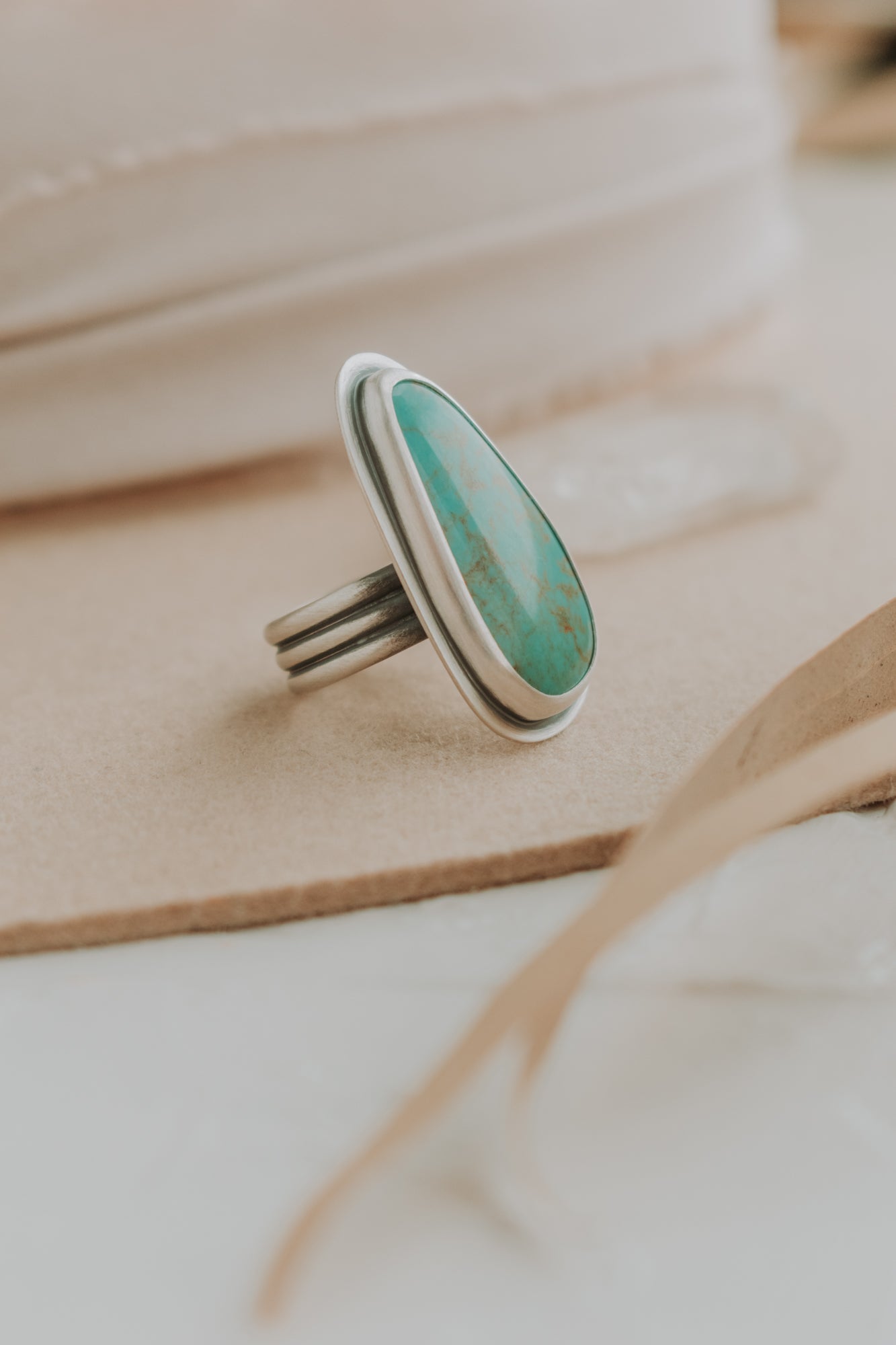 Turquoise Statement Ring - Size 7.5 - Third Hand Silversmith LLC handmade jewelry, Bozeman, Montana