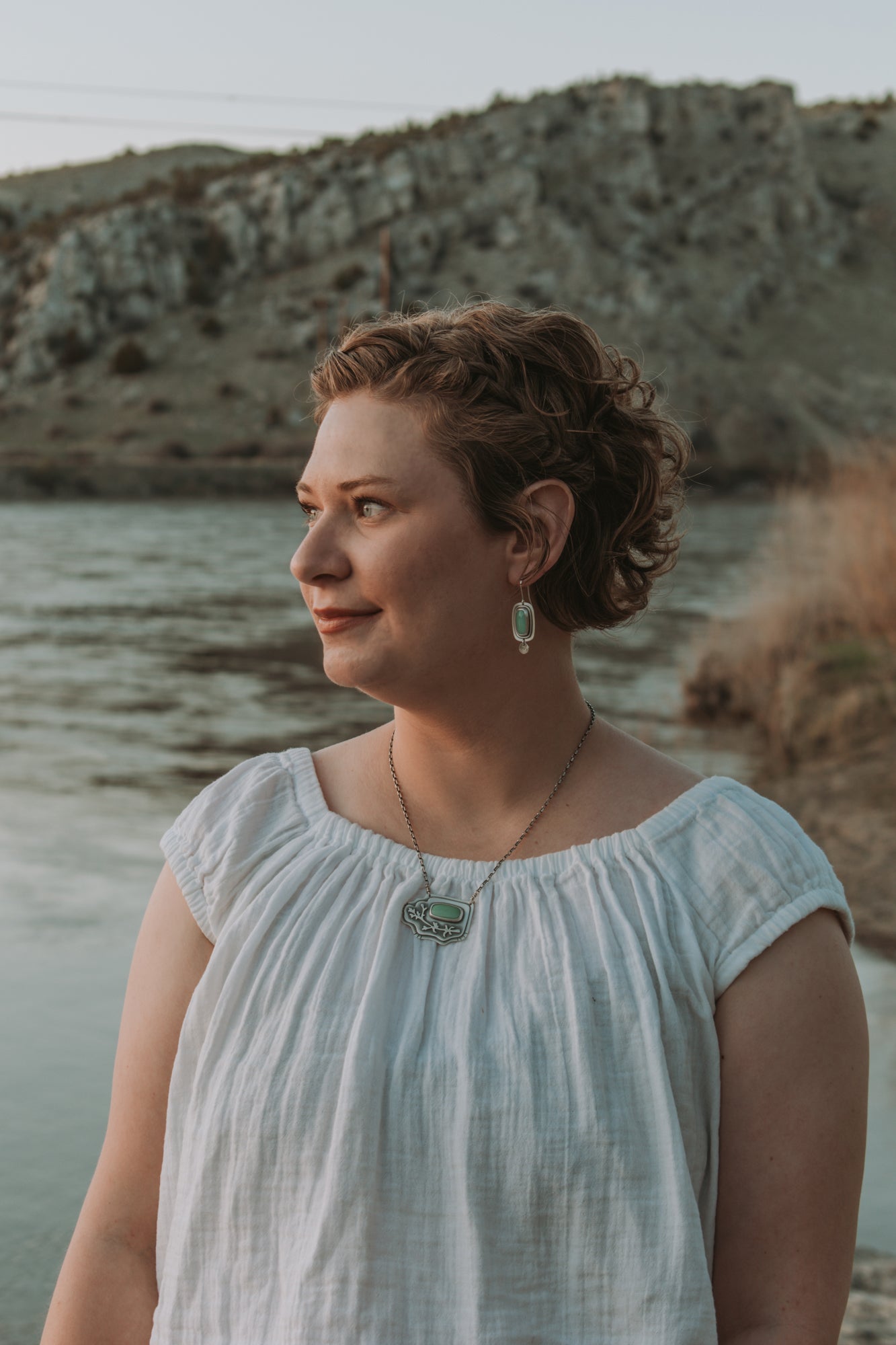 Variscite Dangle Earrings - Third Hand Silversmith handmade jewelry, Bozeman, Montana