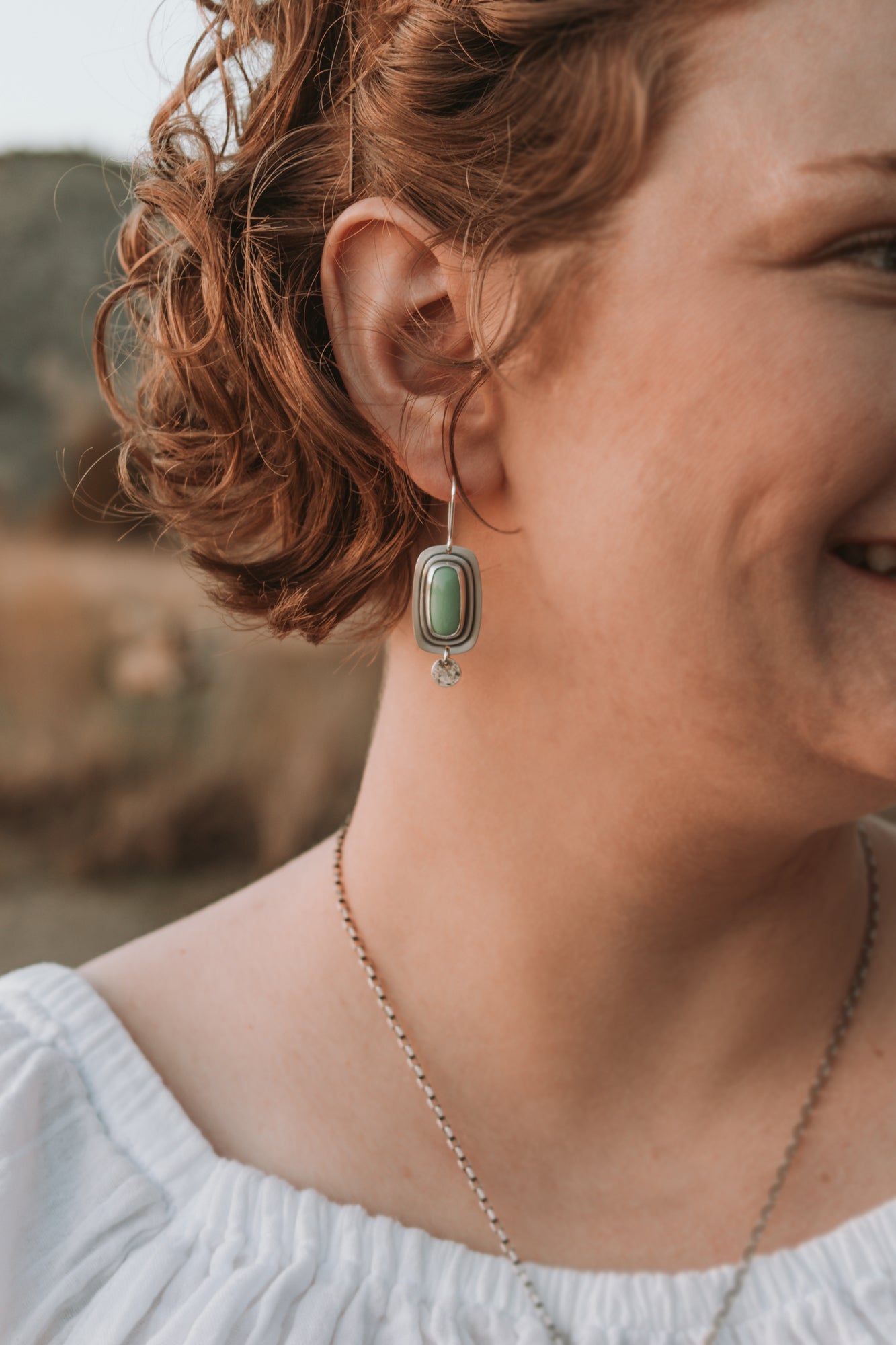 Variscite Dangle Earrings - Third Hand Silversmith handmade jewelry, Bozeman, Montana