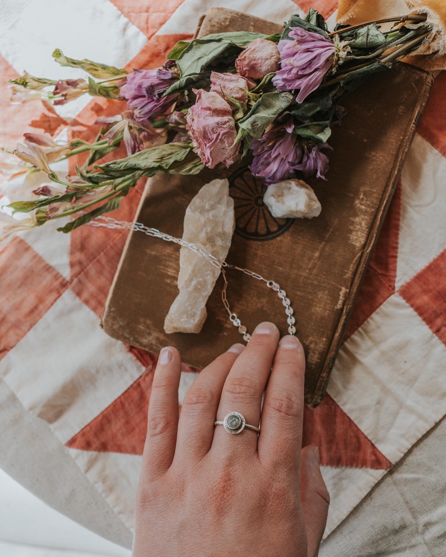 Stone Stacking Ring with Labradorite - one left in size 6!