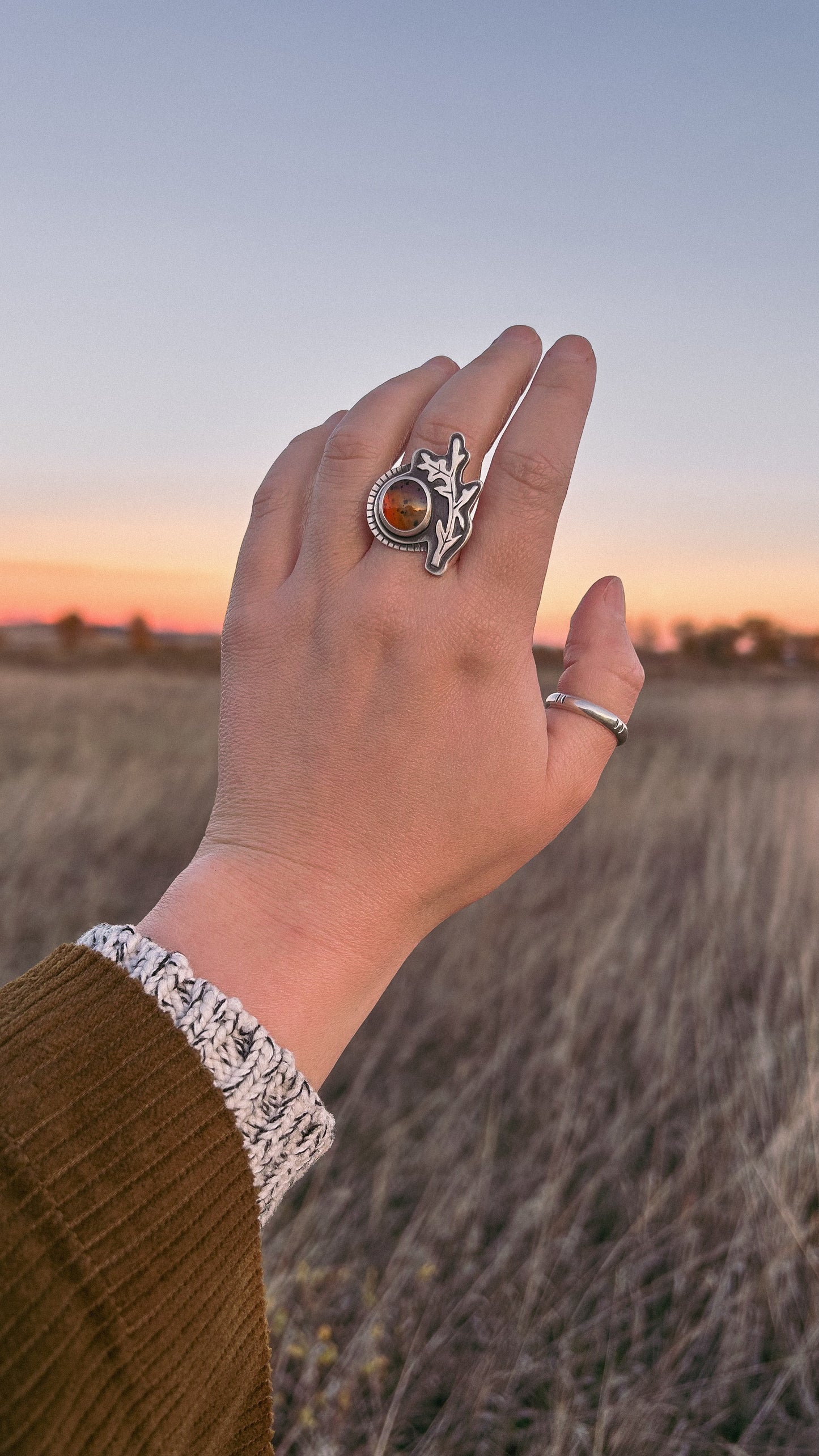 Montana Agate Fall Twig Ring - Size 8