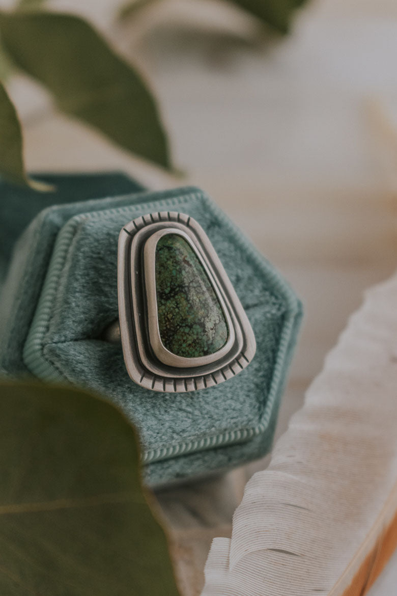 Turquoise Trapezoid Ring - Size 6.5