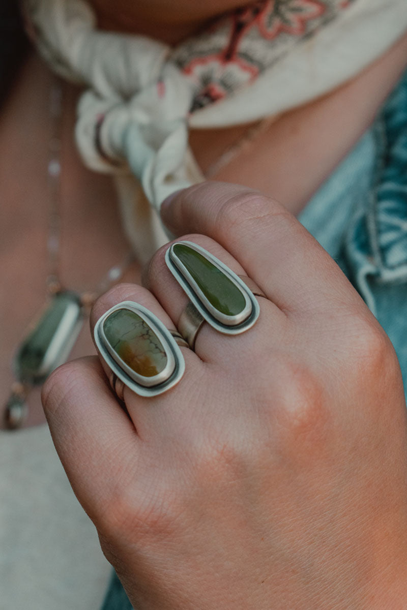 Long Turquoise Ring - Size 8.5