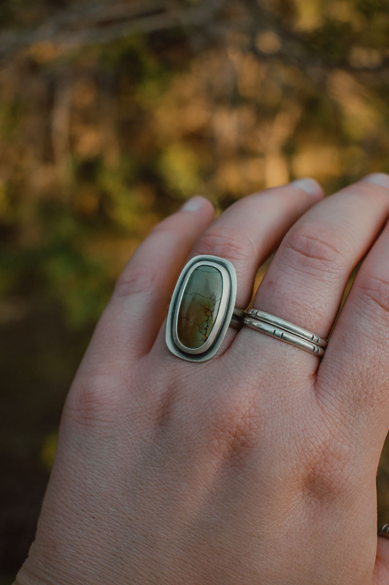 Rounded Rectangle Turquoise Ring - Size 6.75