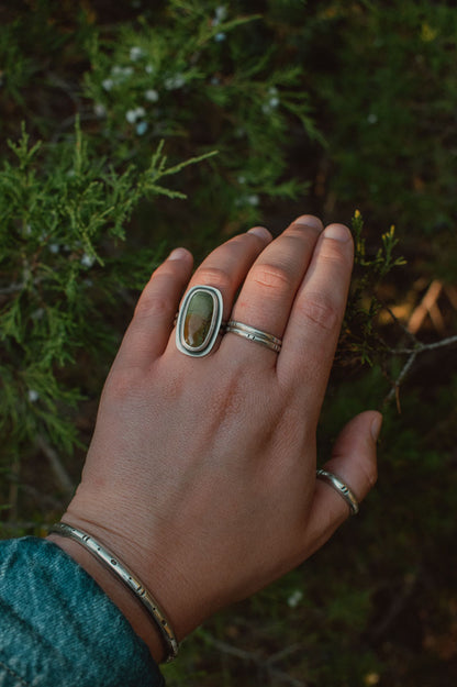 Rounded Rectangle Turquoise Ring - Size 6.75