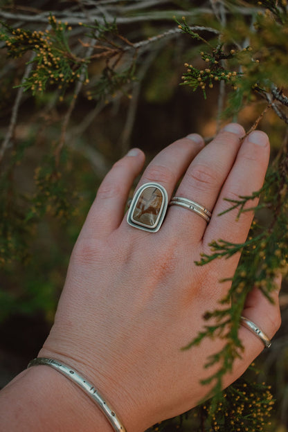 Arched Picture Jasper Ring - Size 7.5