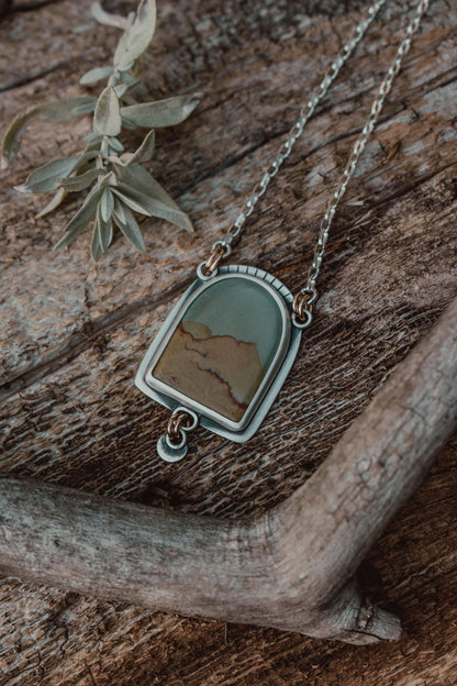 Picture Jasper + Silver Dot Statement Necklace