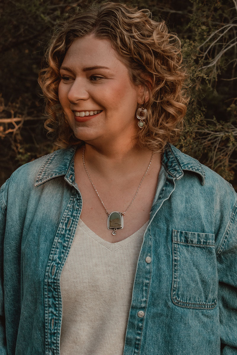 Picture Jasper + Silver Dot Statement Necklace