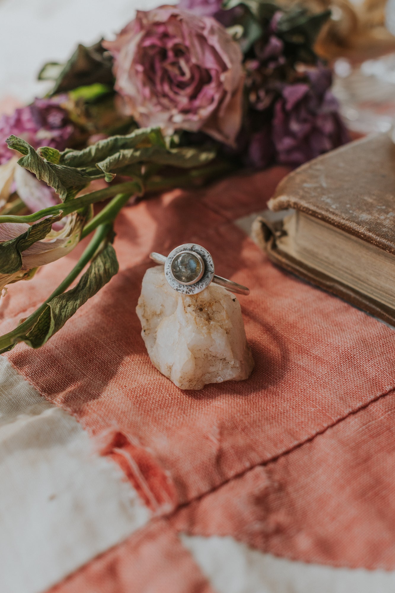 Stone Stacking Ring with Labradorite - one left in size 6!