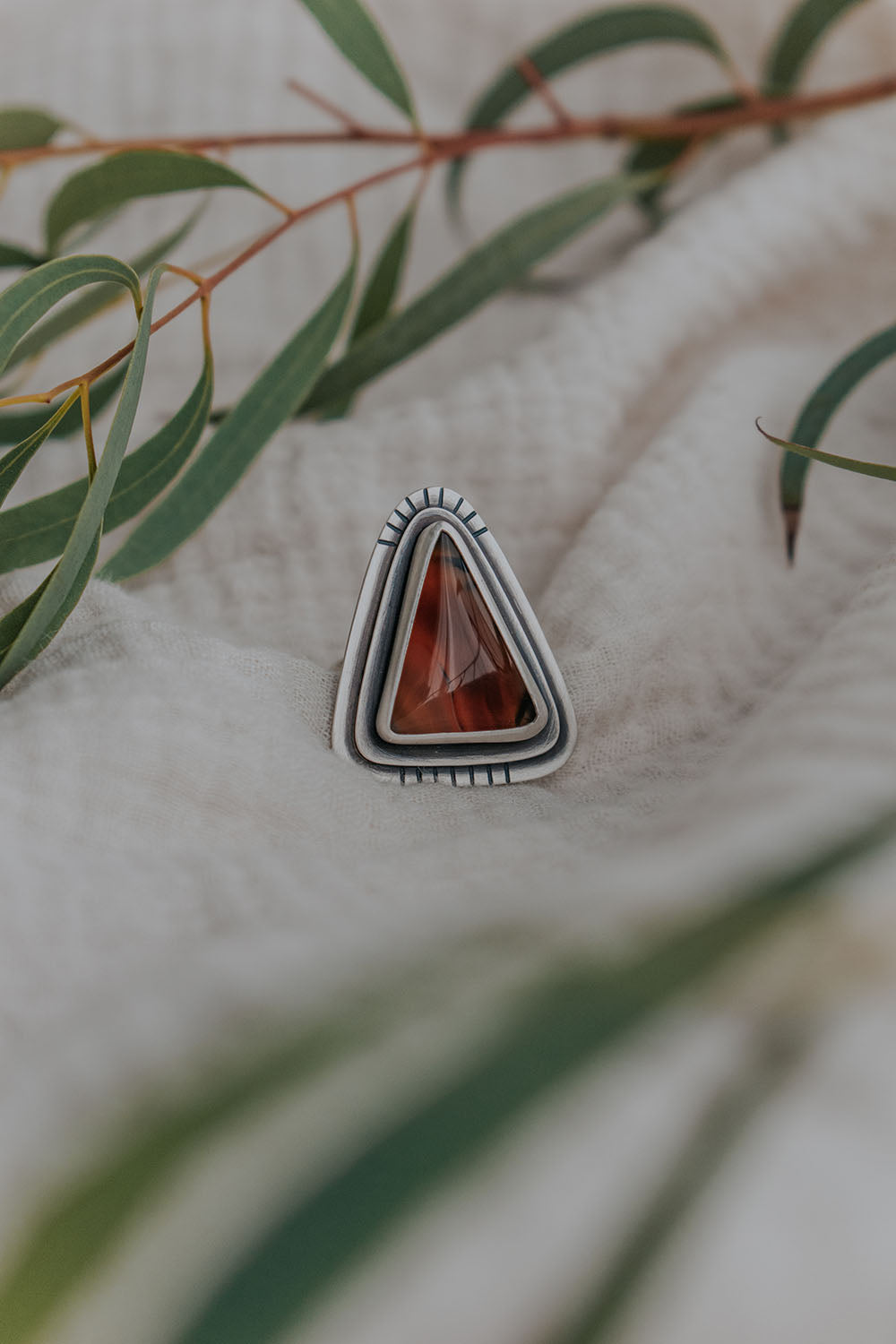 Triangle Montana Agate Ring - Size 6