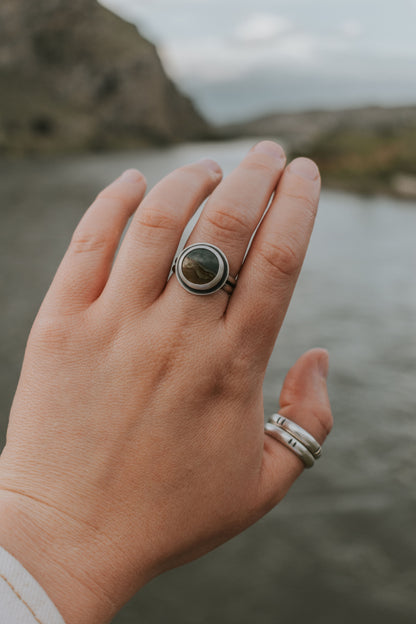 Round Picture Jasper Statement Ring - Size 8.5