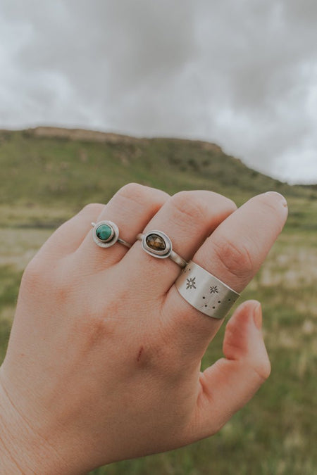 Amber Tourmaline Ring - Size 8.5 - Third Hand Silversmith handmade jewelry, Bozeman, Montana