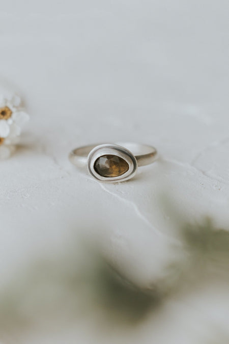 Amber Tourmaline Ring - Size 8.5 - Third Hand Silversmith handmade jewelry, Bozeman, Montana