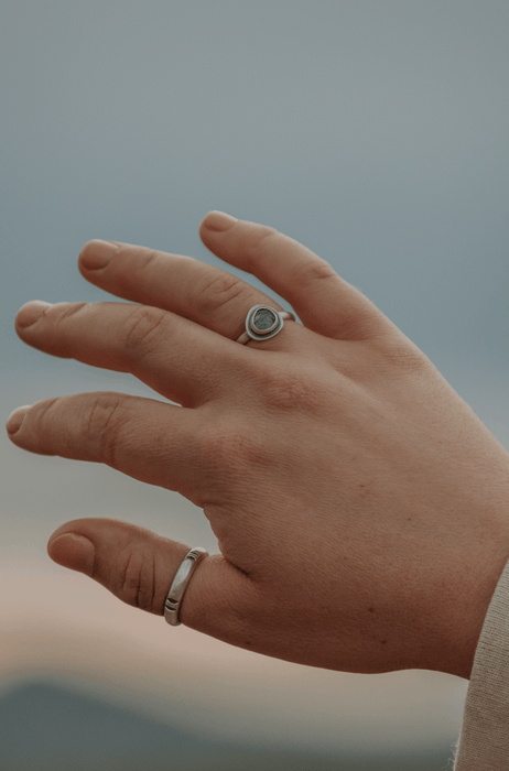 Blue Tourmaline Ring - Size 8 - Third Hand Silversmith handmade jewelry, Bozeman, Montana