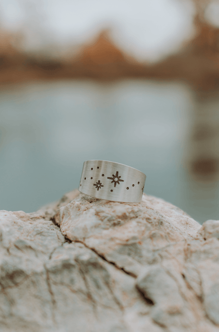 Constellation Ring - Semi Adjustable Band - Third Hand Silversmith handmade jewelry, Bozeman, Montana