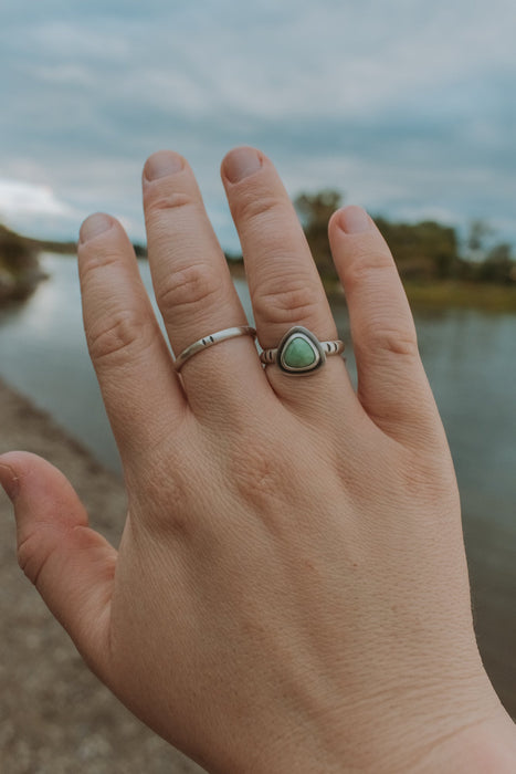 Dainty Triangle Variscite Ring - Size 7.5 - Third Hand Silversmith LLC handmade jewelry, Bozeman, Montana
