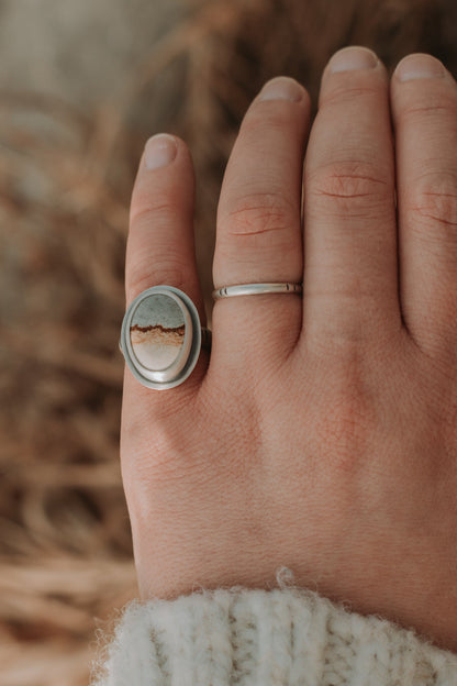 Desert Picture Jasper Ring - Size 6 - Third Hand Silversmith LLC handmade jewelry, Bozeman, Montana