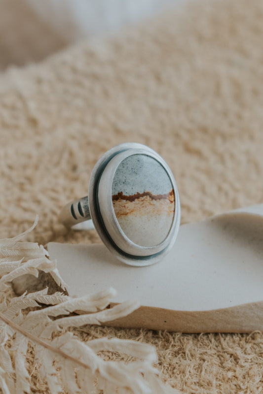 Desert Picture Jasper Ring - Size 6 - Third Hand Silversmith LLC handmade jewelry, Bozeman, Montana