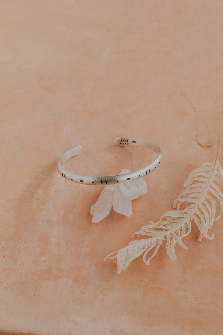 Extra Thick Silver Geo Stamped Cuff Bracelet - Third Hand Silversmith LLC handmade jewelry, Bozeman, Montana