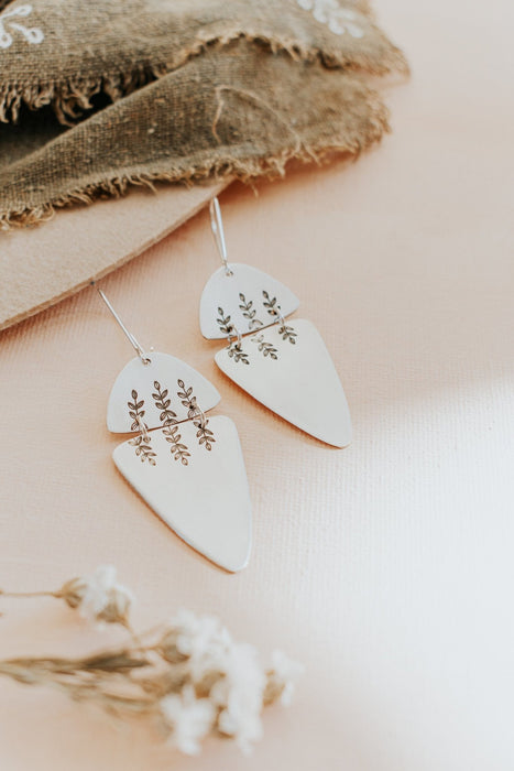 Fern Dangle Earrings A - Third Hand Silversmith handmade jewelry, Bozeman, Montana