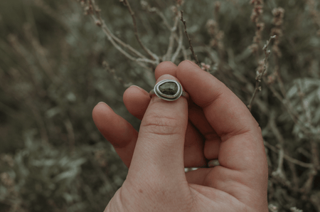 Green Tourmaline Ring - Size 6 - Third Hand Silversmith handmade jewelry, Bozeman, Montana