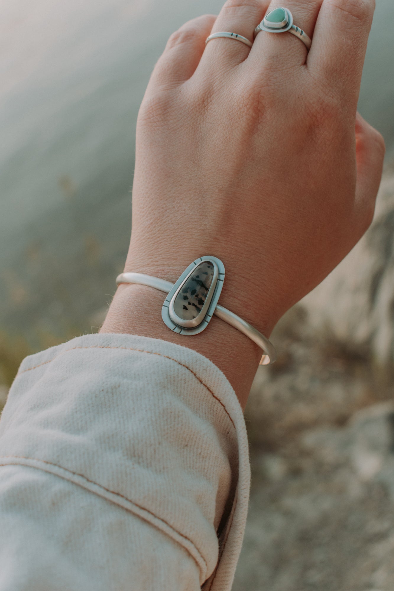 Montana Agate Cuff Bracelet - Third Hand Silversmith LLC handmade jewelry, Bozeman, Montana