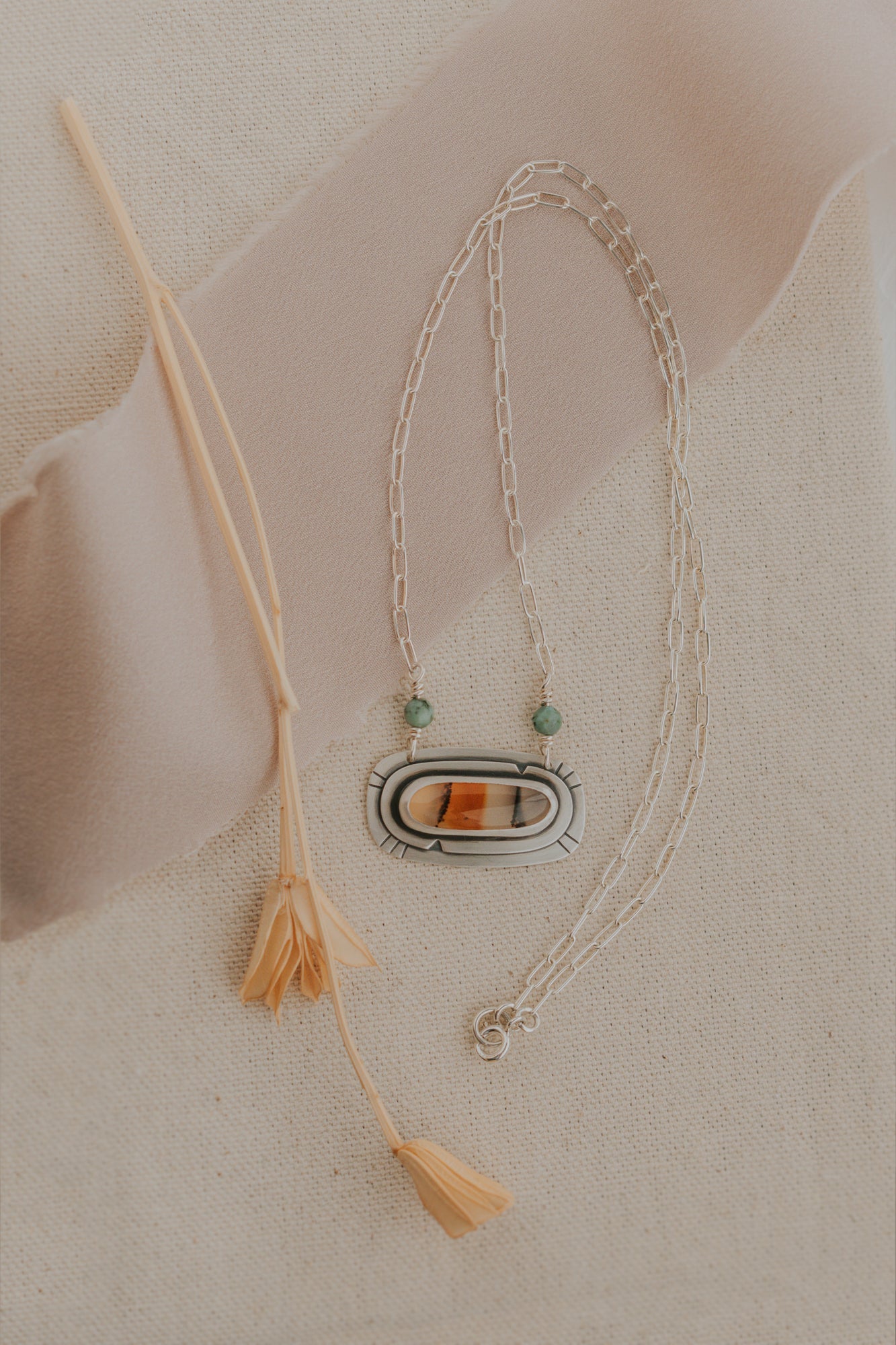 Montana Agate + Turquoise Necklace - Third Hand Silversmith LLC handmade jewelry, Bozeman, Montana