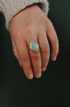 Oval Variscite Ring - Size 9.25 - Third Hand Silversmith handmade jewelry, Bozeman, Montana