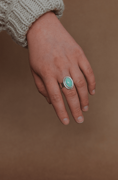 Oval Variscite Ring - Size 9.25 - Third Hand Silversmith handmade jewelry, Bozeman, Montana