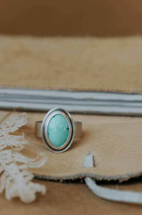 Oval Variscite Ring - Size 9.25 - Third Hand Silversmith handmade jewelry, Bozeman, Montana