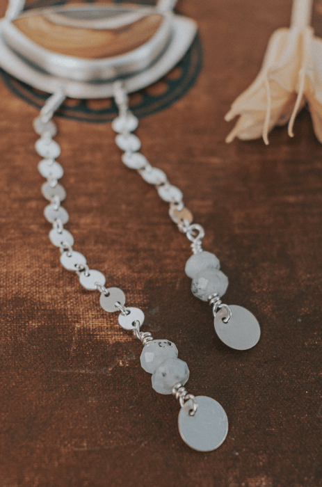 Picture Jasper Bolo Necklace with Moonstone Beads - Third Hand Silversmith handmade jewelry, Bozeman, Montana