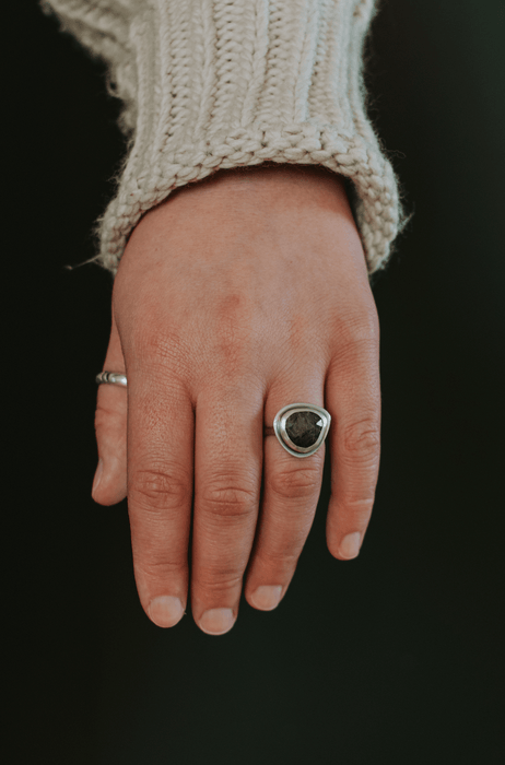 Rutilated Quartz Ring - Size 6.5 - Third Hand Silversmith handmade jewelry, Bozeman, Montana