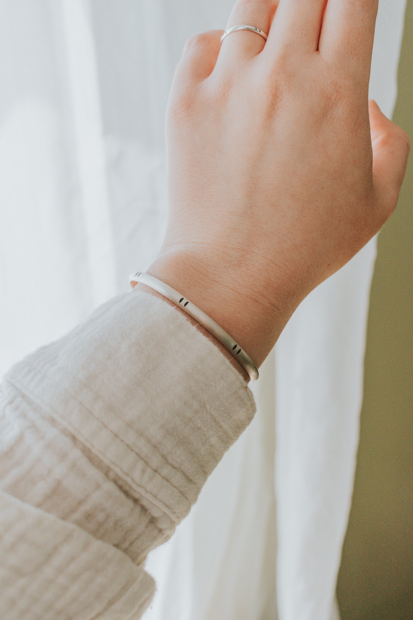 Silver Geo Stamped Cuff Bracelet