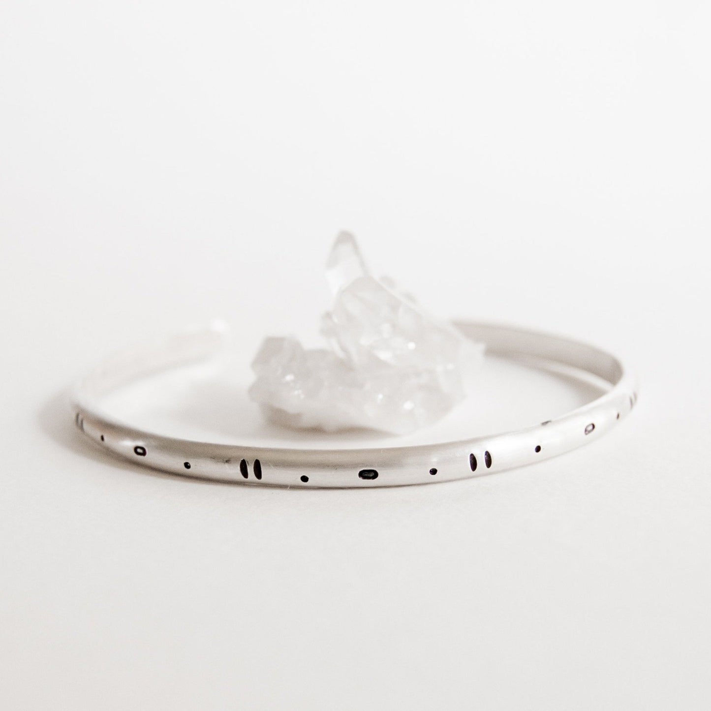 Silver Geo Stamped Cuff Bracelet - Third Hand Silversmith handmade jewelry, Bozeman, Montana