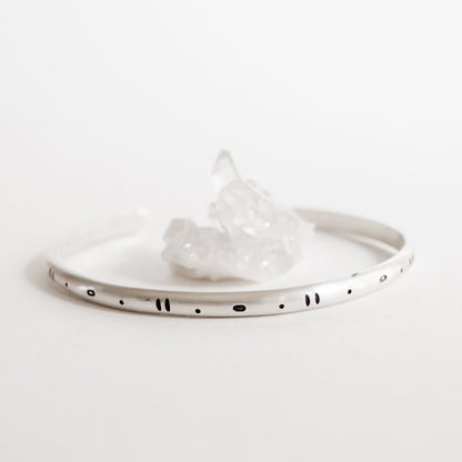 Silver Geo Stamped Cuff Bracelet - Third Hand Silversmith handmade jewelry, Bozeman, Montana