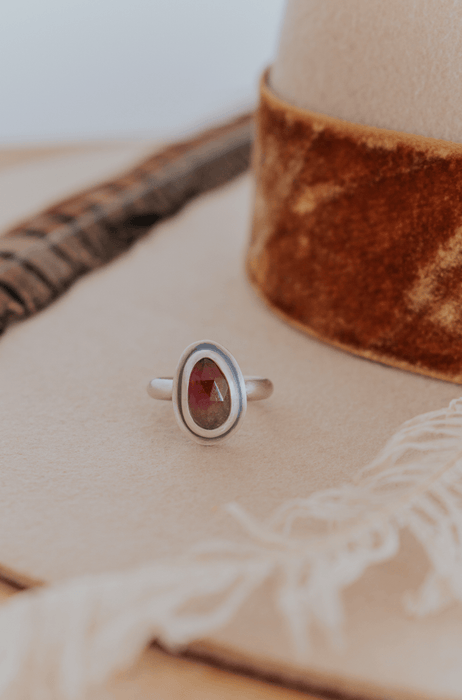 Simple Dark Pink Tourmaline Ring - Size 7.25 - Third Hand Silversmith handmade jewelry, Bozeman, Montana