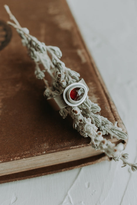 Simple Garnet Ring - Size 8.25 - Third Hand Silversmith handmade jewelry, Bozeman, Montana