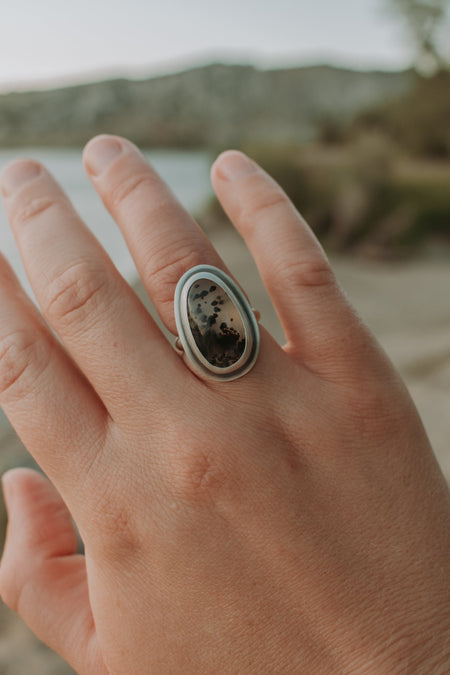 Simple Montana Agate Ring B - Size 6.5 - Third Hand Silversmith LLC handmade jewelry, Bozeman, Montana