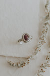 Simple Stamped Dark Pink Tourmaline Ring - Size 7.25 - Third Hand Silversmith handmade jewelry, Bozeman, Montana